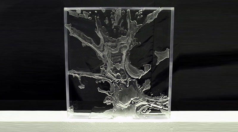 Engraved, laminated art in acrylic